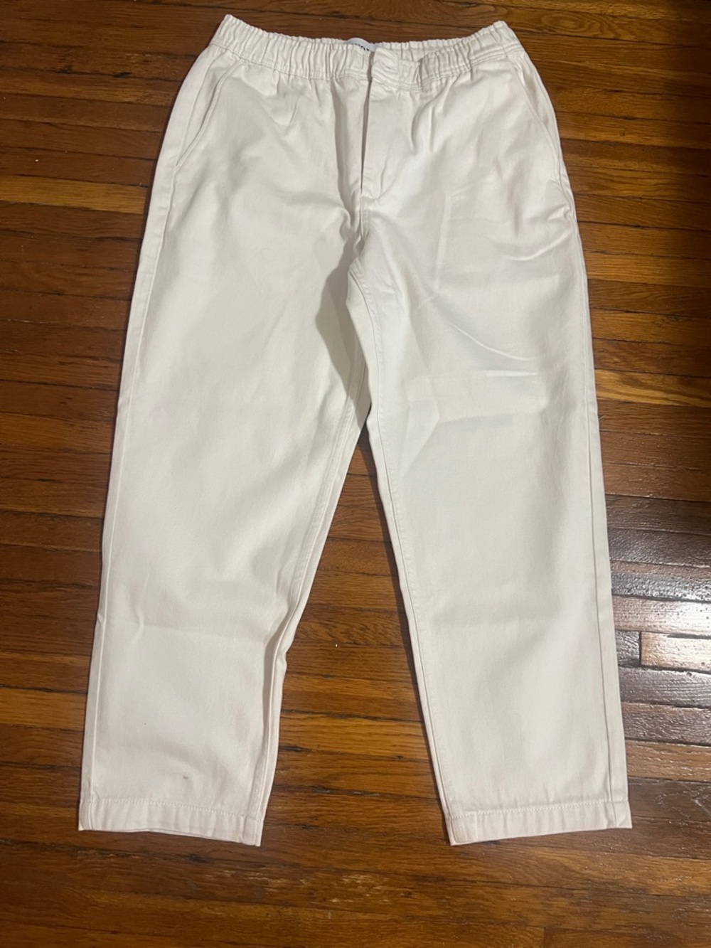 Brand New Men's White Elastic-Waist Chinos - Classic Casual Fit